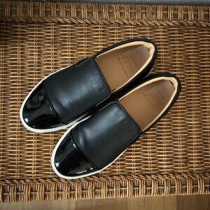 GREATS Brooklyn Women's Size 7.5 Black Leather Patent Toe Slip-On Sneakers Shoes